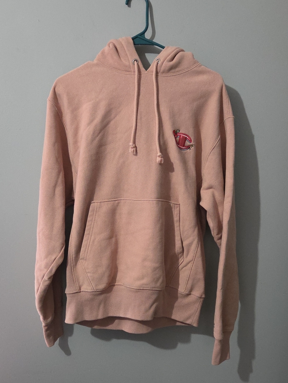 Champion Hoodie in Light Pink with Embroidered Logo